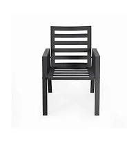 LeisureMod Chelsea Outdoor Dining Armchair Set of 4, Modern Patio Chair with Aluminum Frame, Weather Resistant Uv-Protected Cushions Olefin Fabric