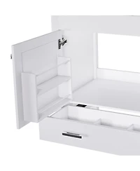 Sillysis Modern Bathroom Vanity with Marble-Style Top, Large Drawer Storage, Soft Close Doors
