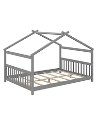 Sugift Full House Bed Montessori Floor Bed with Headboard