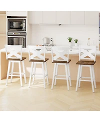 Gymax 29'' Swivel Barstools Set of 4 w/Backrest Large Seat Footrest for Kitchen Island