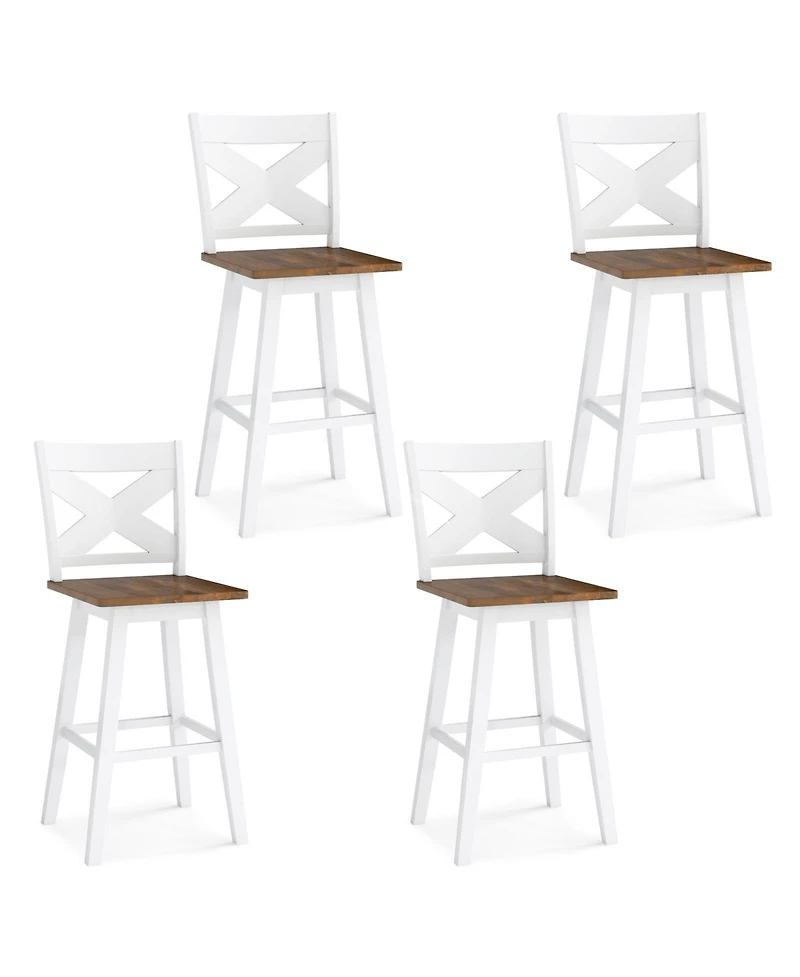 Gymax 29'' Swivel Barstools Set of 4 w/Backrest Large Seat Footrest for Kitchen Island