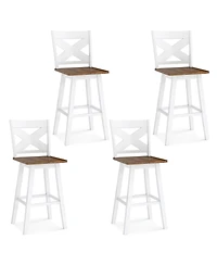 Gymax 29'' Swivel Barstools Set of 4 w/Backrest Large Seat Footrest for Kitchen Island