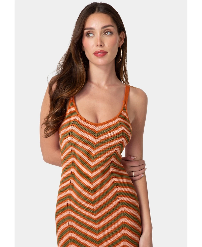 Bebe Women's Chevron Crochet Midi Dress