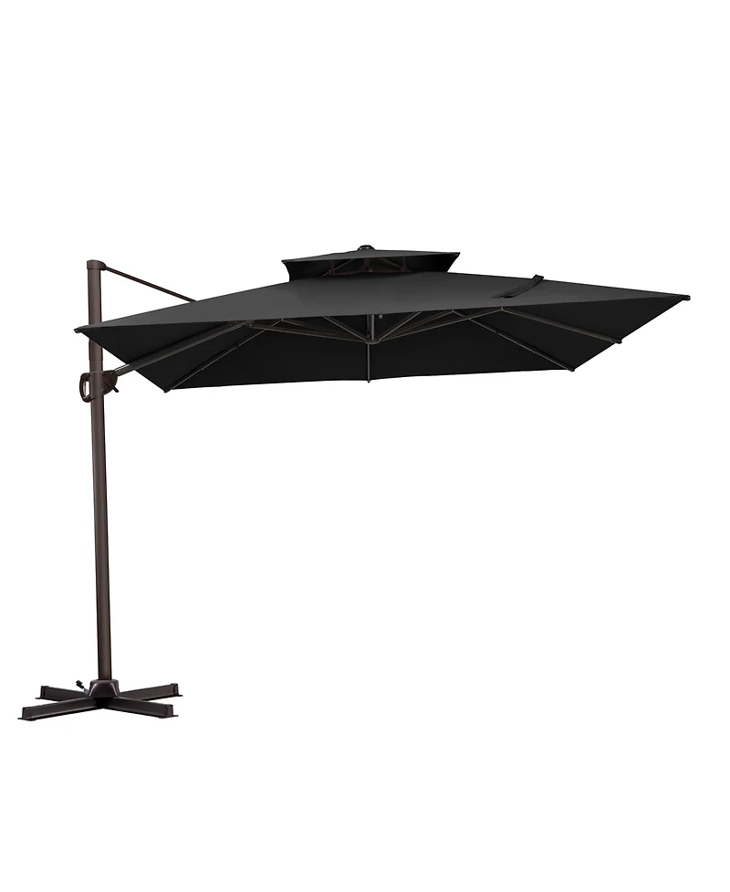 Pellebant Outdoor Patio Double Top 11x11Feet Square Aluminum Cantilever Umbrella