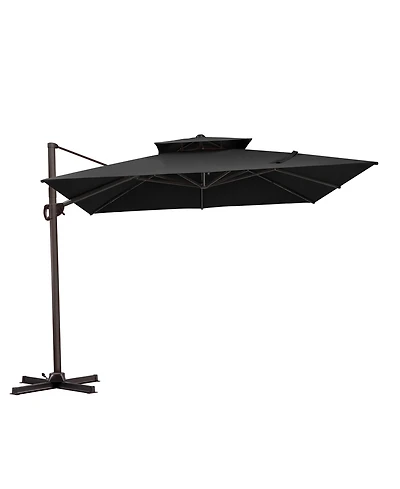 Pellebant Outdoor Patio Double Top 11x11Feet Square Aluminum Cantilever Umbrella