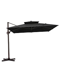 Pellebant Outdoor Patio Double Top 11x11Feet Square Aluminum Cantilever Umbrella