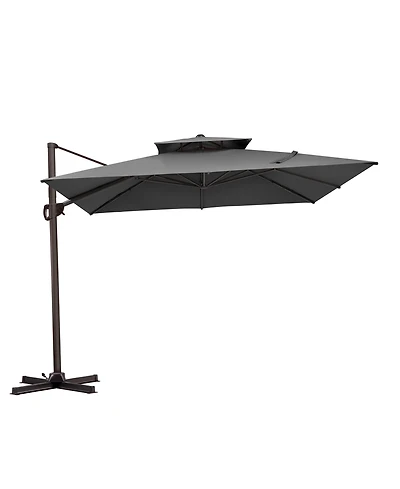Pellebant Outdoor Patio Double Top 11x11Feet Square Aluminum Cantilever Umbrella