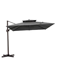 Pellebant Outdoor Patio Double Top 11x11Feet Square Aluminum Cantilever Umbrella