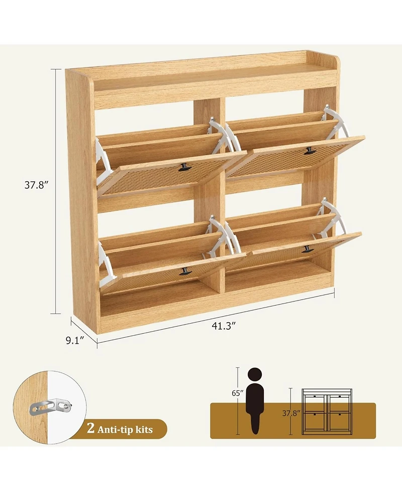 gaomon Shoe Cabinet with 4 Deep Flip Drawers