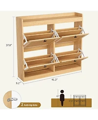 gaomon Shoe Cabinet with 4 Deep Flip Drawers
