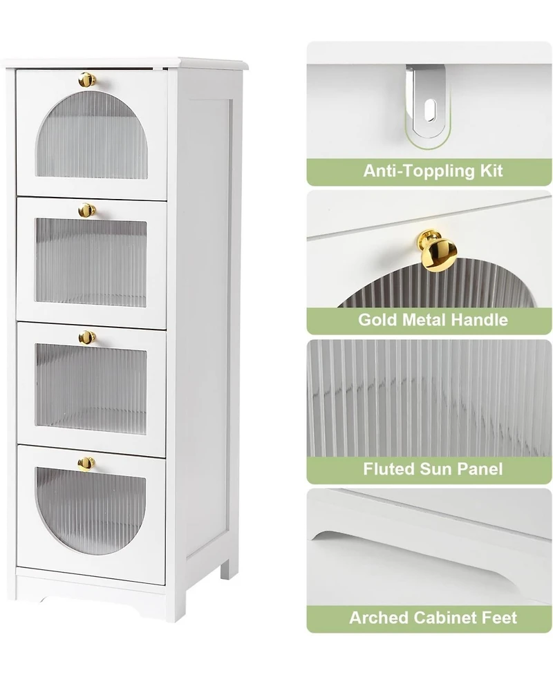 gaomon Small Bathroom Cabinet with Drawers, Freestanding Bathroom Floor Cabinet, 11.8 x 11.8 x 33.1 Inches Slim Storage Organizer.