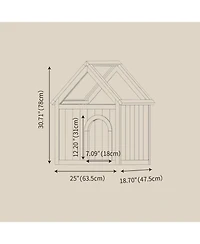 Zeus and Ruta Fsc Cedar Pet House Transparent Roof Floral Carvings Indoor Cat Dog Shelter