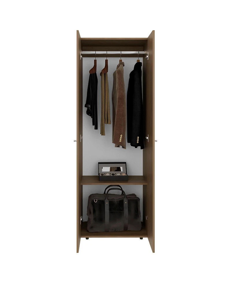 Flynama Armoire 66.9 Inch High 2 Doors 2 Shelves Bedroom Storage Cabinet with Hanging Rod