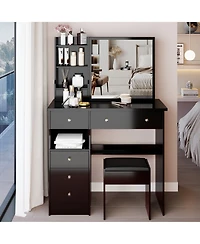 Flynama Farmhouse 4 Drawer Dresser Natural Wood Finish Sturdy Construction for Bedroom Living Room Storage