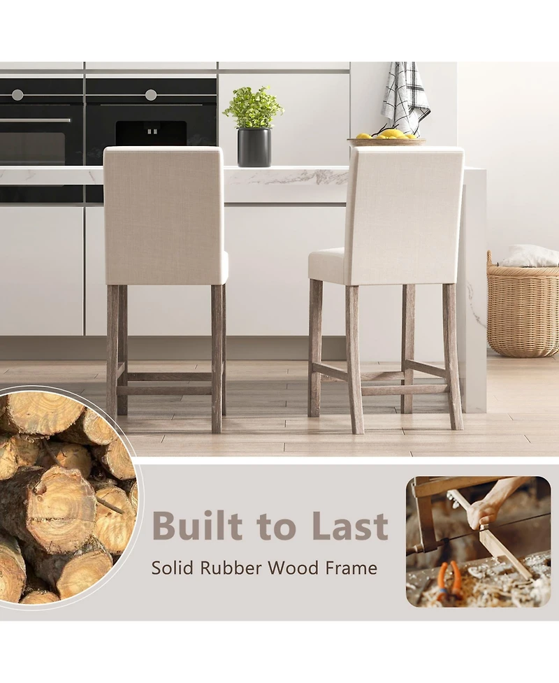 Sugift Counter Height Bar Stools Set of Two with Back and Footrest