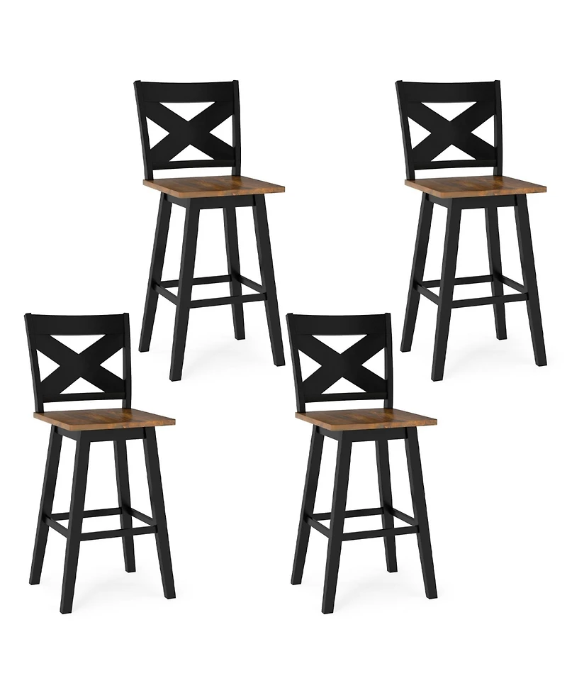 Gymax 29'' Swivel Barstools Set of 4 w/Backrest Large Seat Footrest for Kitchen Island