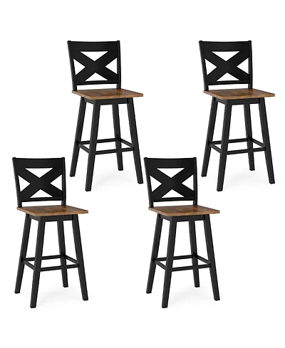 Gymax 29'' Swivel Barstools Set of 4 w/Backrest Large Seat Footrest for Kitchen Island