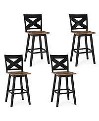 Gymax 29'' Swivel Barstools Set of 4 w/Backrest Large Seat Footrest for Kitchen Island