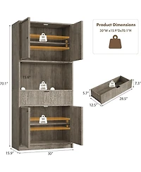 gaomon 70" Tall Kitchen Pantry Cabinet with Doors, Fluted Drawer and Adjustable Shelves