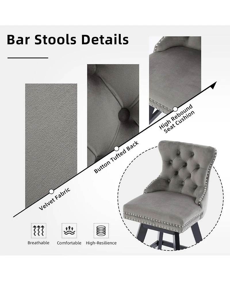 Rainsken Velvet Bar Stools Set of 2