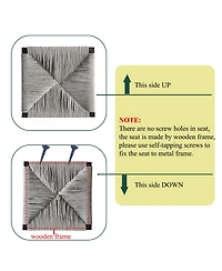 Rainsken Paper Rope Woven Bar Stools Set of 2, Modern Counter Height Chairs with Metal Frame and Footrest for Kitchen Island, Home Pub