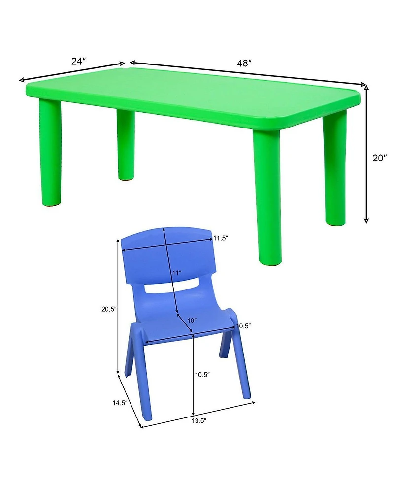 Sugift Kids Plastic Table and Four Chairs Set for Playroom