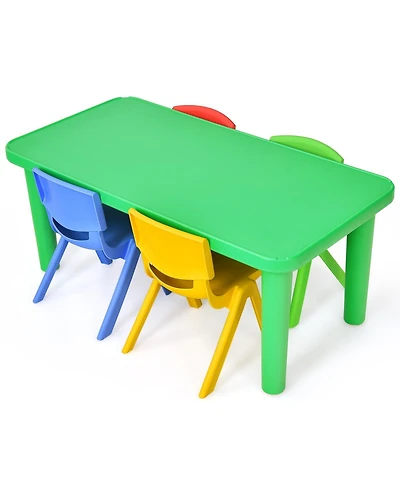 Sugift Kids Plastic Table and Four Chairs Set for Playroom