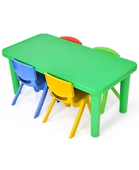 Sugift Kids Plastic Table and Four Chairs Set for Playroom