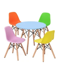Sugift Five Piece Kids Colorful Table Set with Four Chairs