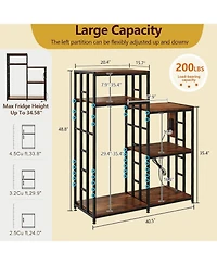 gaomon Tier Adjustable Mini Fridge Stand with Storage Shelf, Heavy Duty Kitchen Rack with 3 Power Outlets And Air Switch, Microwave and Coffee Bar