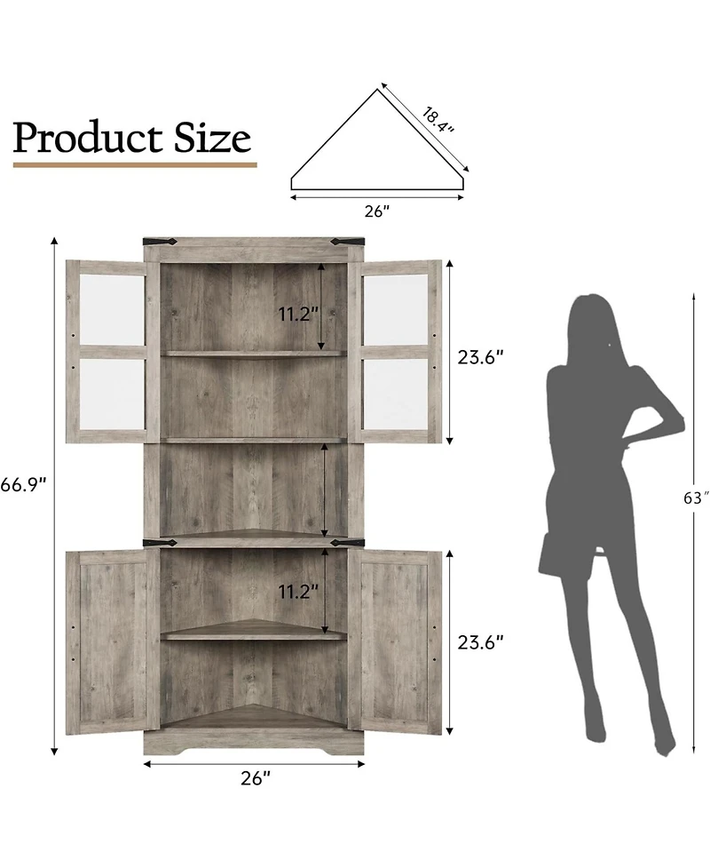 gaomon Farmhouse Corner Cabinet, Tall Storage