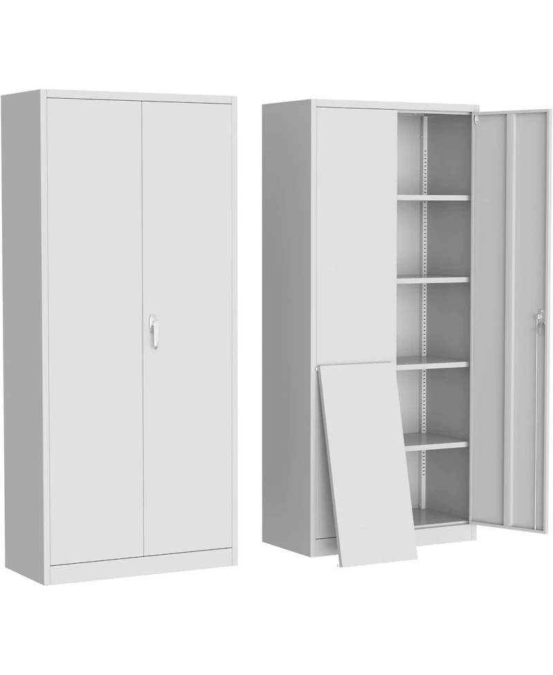 gaomon Secure Metal Storage Cabinet 71" 4 Adjustable Shelves, Double Lockable Doors, Adjustable Feet Steel Utility Filing