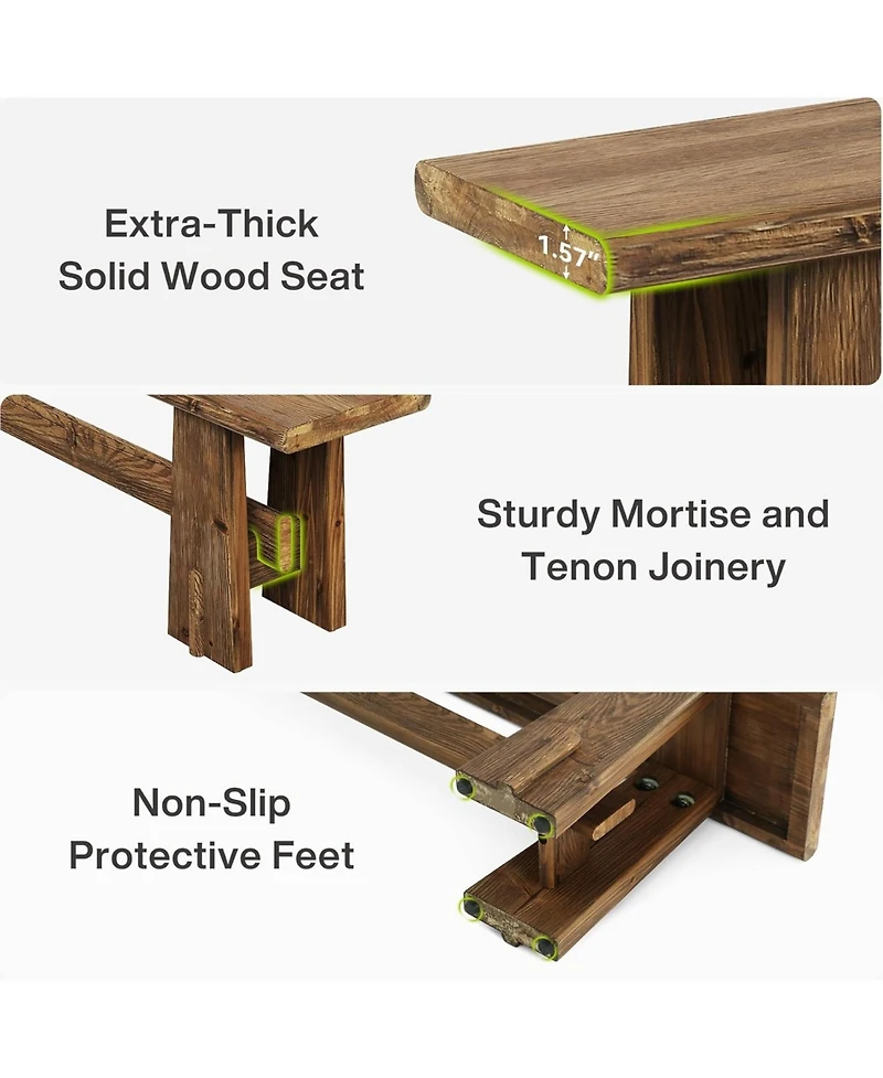 Tribesigns 59" Solid Wood Bench, Farmhouse Entryway Bench, Long Retro Bench for End of Bed, Dining Room