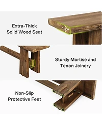 Tribesigns 59" Solid Wood Bench, Farmhouse Entryway Bench, Long Retro Bench for End of Bed, Dining Room