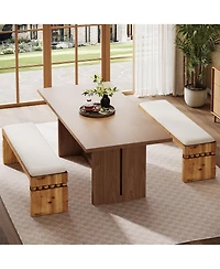 Tribesigns 55.1" Wide Upholstered Bench, Solid Wood Bedroom Bench with Boucle Cushion, Modern Entryway Bench