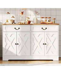 gaomon 57 Inch Modern Farmhouse Sideboard Buffet Cabinet with 2 Drawers & Adjustable Shelves, Large Kitchen Storage Cabinet, Dining Room Coffee Bar