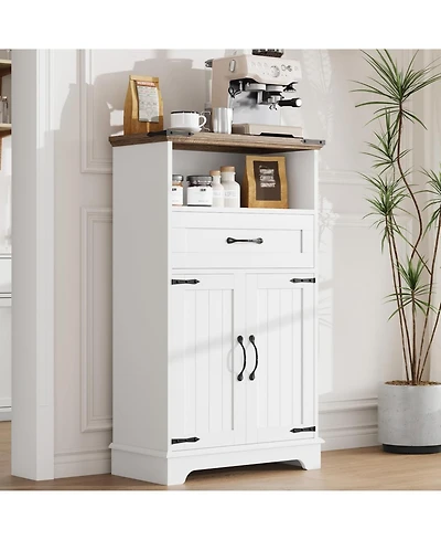 gaomon Farmhouse Storage Cabinet with Doors and Drawers, Freestanding