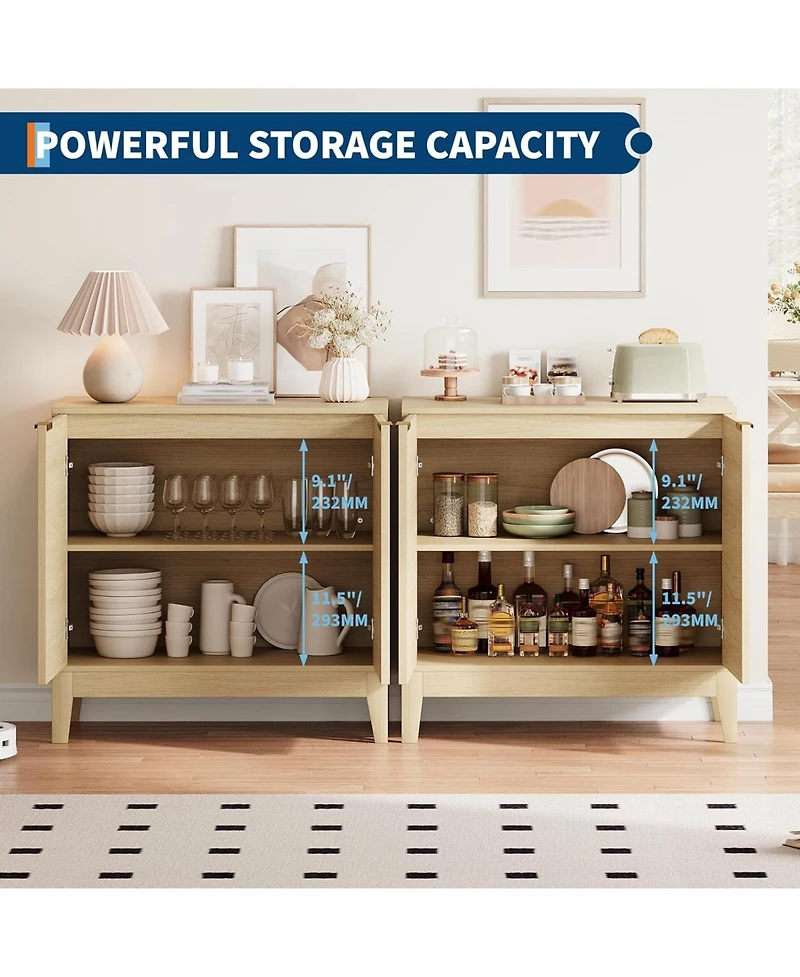gaomon 31.5" Fluted Cabinet with 2 Doors, Sideboard Buffet, Modern Storage Cabinet with Adjustable Shelf, Multifunctional Accent Credenza Console