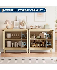 gaomon 31.5" Fluted Cabinet with 2 Doors, Sideboard Buffet, Modern Storage Cabinet with Adjustable Shelf, Multifunctional Accent Credenza Console