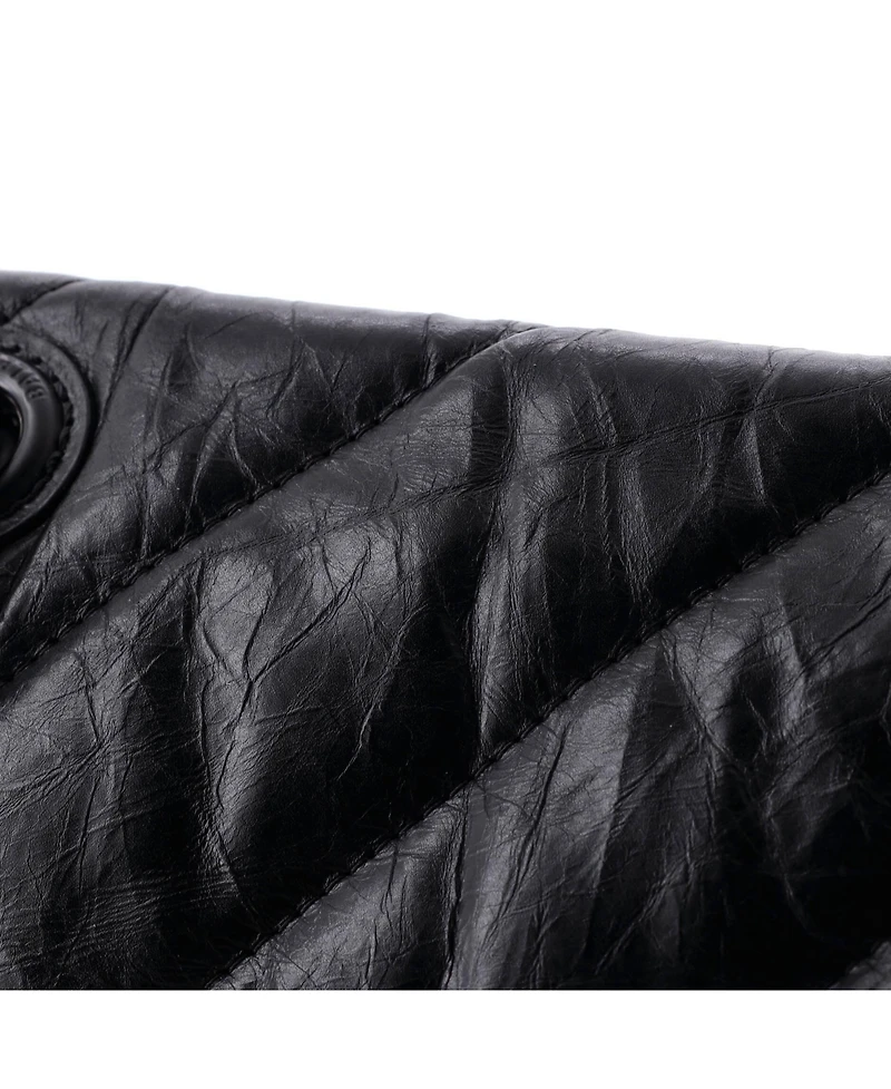 Pre-Owned Balenciaga Crush Chain Flap Bag Quilted Crushed Calfskin