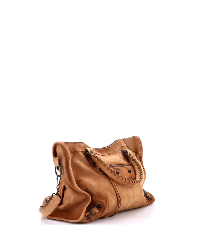 Pre-Owned Balenciaga Medium City Classic Studs Bag Suede