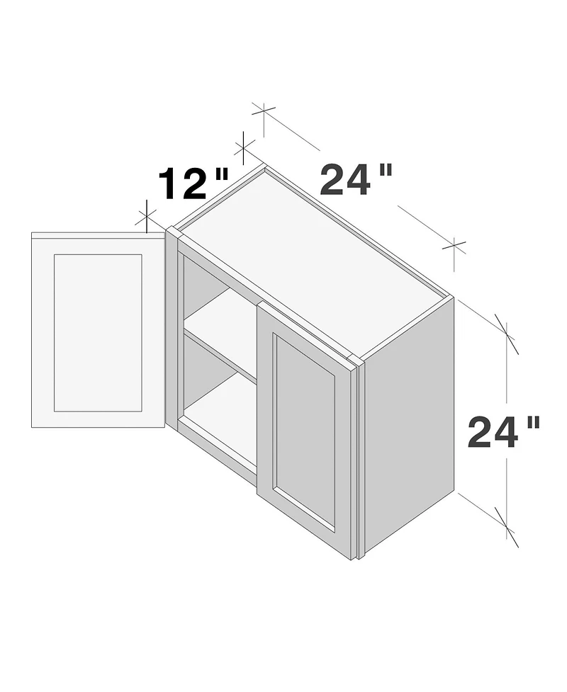 Boyel Living W24" Dove Wall Cabinet with Full Overlay Hdf Door for Custom Kitchen or Bathroom