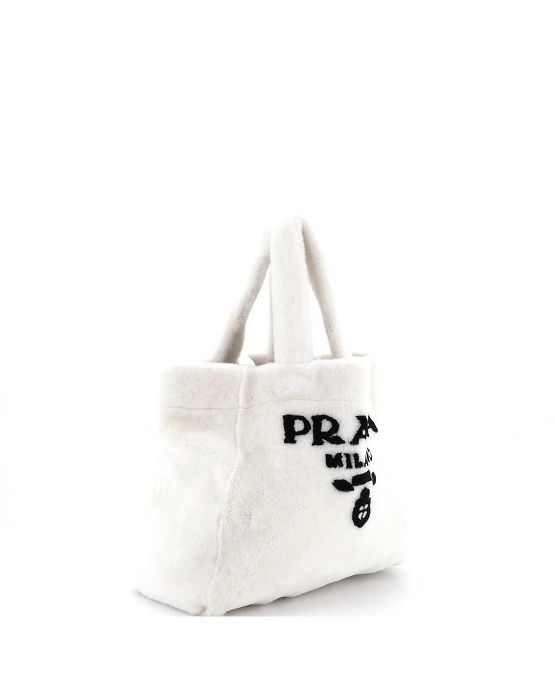 Pre-Owned Prada Medium Logo Tote Shearling