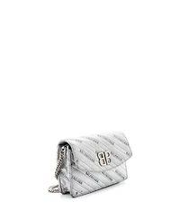 Pre-Owned Balenciaga Bb Chain Wallet Quilted Embroidered Glitter