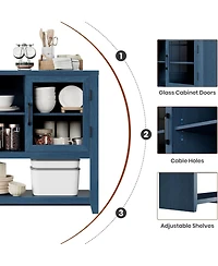 gaomon 53" Kitchen Buffet Sideboard Cabinet with Glass Doors and 3 Shelves, Modern Storage for Living Room Entryway