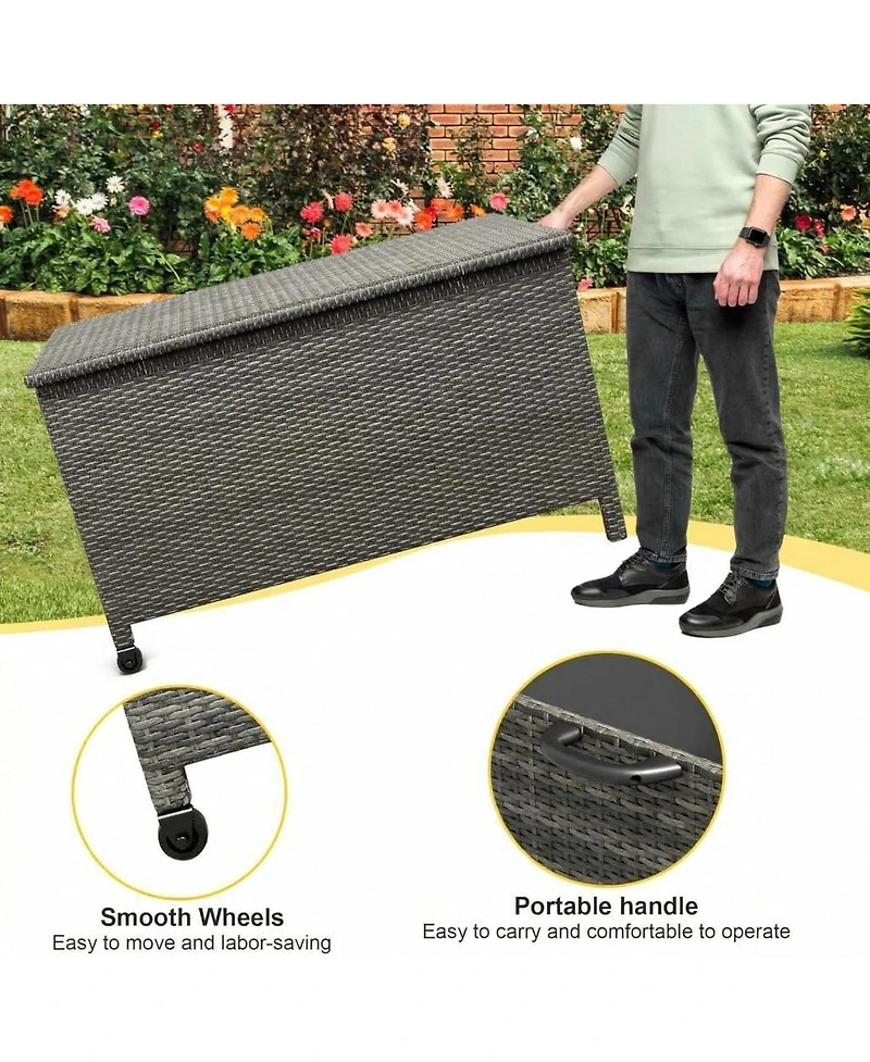 gaomon Wicker Deck Box, 125 Gallon All-Weather Outdoor Storage Box, Rattan Storage Bin for Patio Furniture, Outdoor Cushions