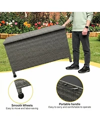 gaomon Wicker Deck Box, 125 Gallon All-Weather Outdoor Storage Box, Rattan Storage Bin for Patio Furniture, Outdoor Cushions
