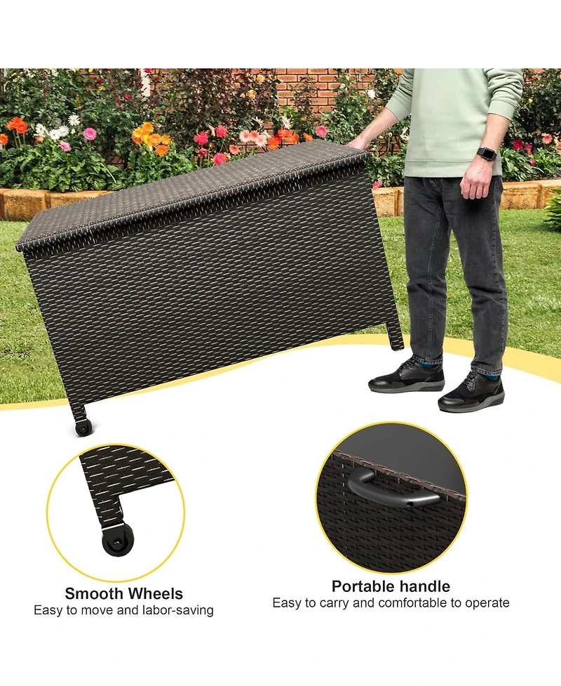 gaomon Wicker Deck Box, 125 Gallon All-Weather Outdoor Storage Rattan Bin for Patio Furniture, Cushions