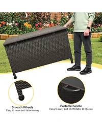 gaomon Wicker Deck Box, 125 Gallon All-Weather Outdoor Storage Rattan Bin for Patio Furniture, Cushions