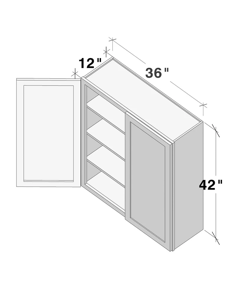 Boyel Living W36" Dove Wall Cabinet with Full Overlay Hdf Door for Custom Kitchen or Bathroom